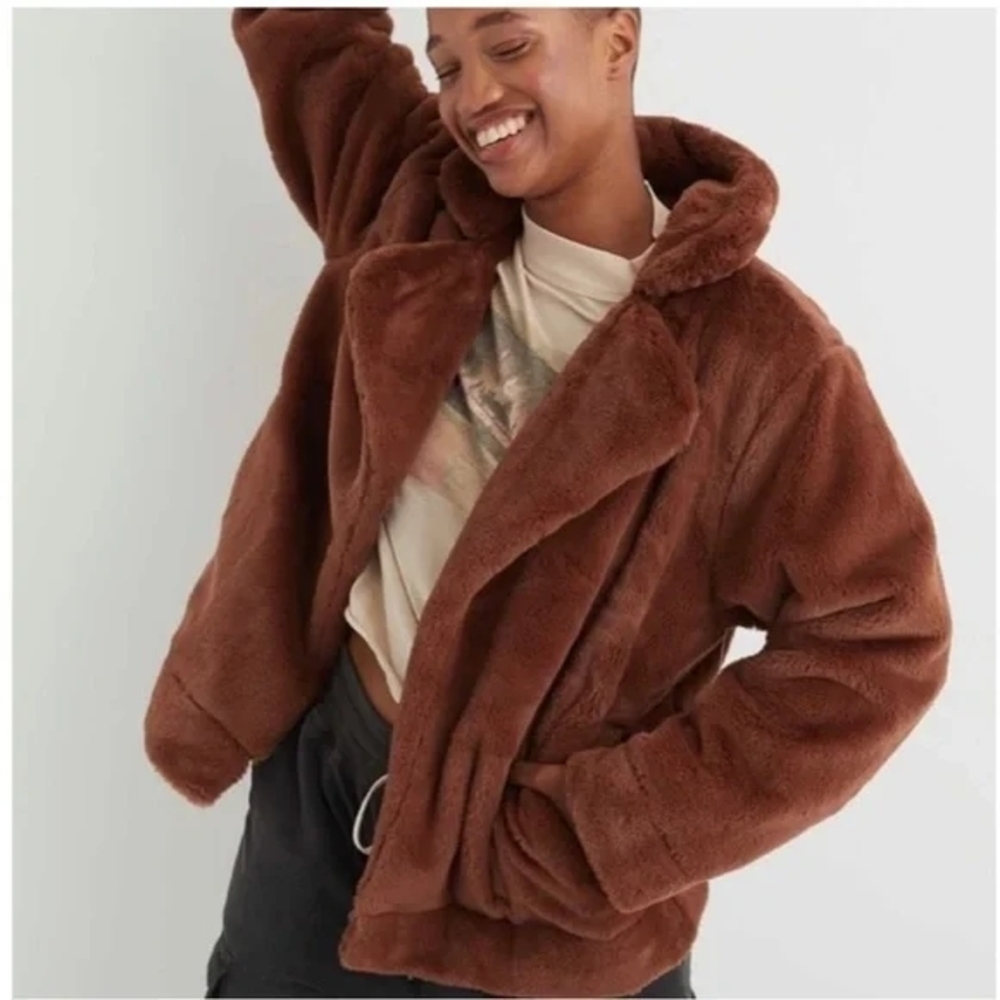 Aerie Plush Brown Teddy Jacket